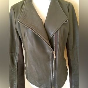 Leather Jacket Motorcycle style jacket asymmetric Michael Kors leather jacket